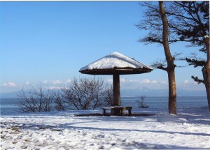 冬の琵琶湖湖畔