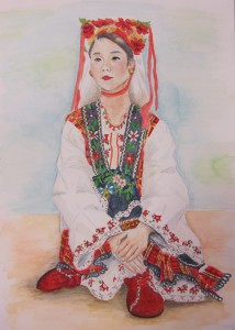 ブルガリア民族衣装を着た女性