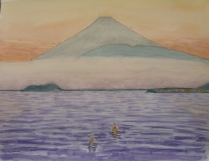 淡島ホテルから見た富士山夕景
