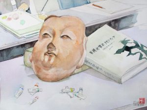 仏頭の塑像