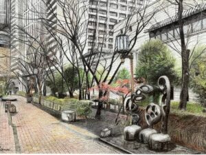 街中ウォーキングにて