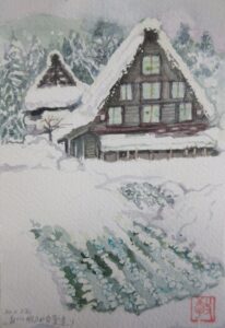 冬景色 白川郷 茅葺集落